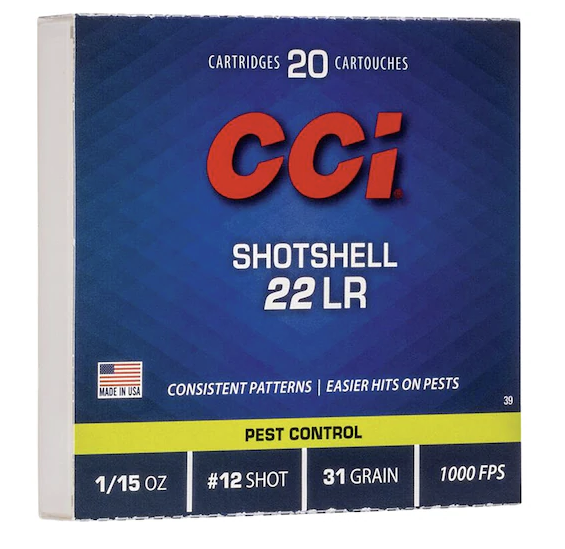 CCI - Shotshell 22LR Ammo 31 Grain #12 Lead Shot - 20 Round Box