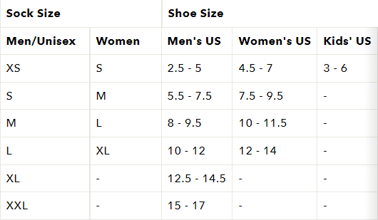 Darn Tough Size Chart