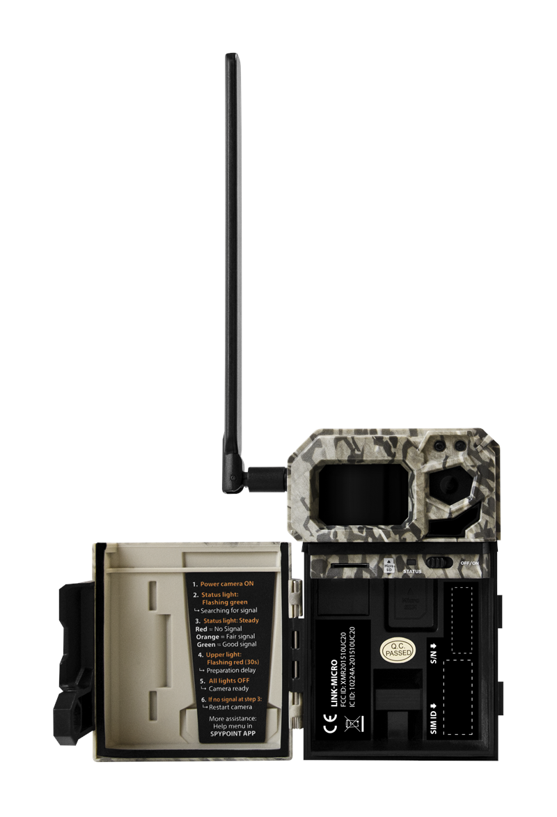 Spypoint Link Micro V (Verizon) Cellular Trail Camera|Spypoint Link Micro V (verizon) Rear Camera View|Spypoint Link Micro V (verizon) Internal View|Spypoint Link Micro V Right Side View|Spypoint Link Micro V Left Hand Camera View