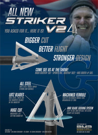 G5 Striker Broadhead V2|G5 Broadheads Striker V2 [New 2019]|G5 Striker V2 Handful of Broadheads|G5 Broadhead V2 Striker Sharp for Bow Hunting|G5 Outdoors Broadhead Information Card
